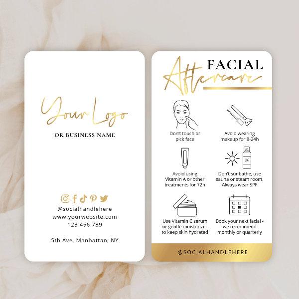 Beauty Facial Aftercare Guide White & Gold Logo