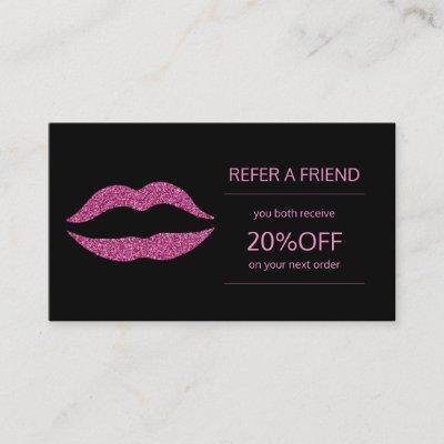 Beauty products distributor pink lips referral