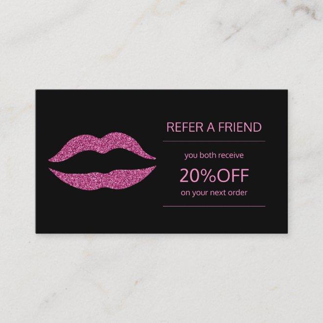 Beauty products distributor pink lips referral