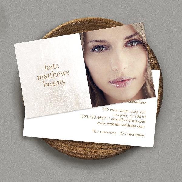 Beauty Salon and Spa White Marble Photo Card