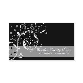 Beauty Salon floral scroll leaf black, grey