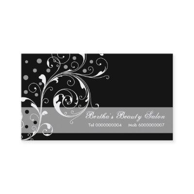 Beauty Salon floral scroll leaf black, grey