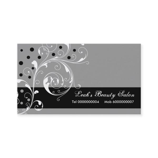 Beauty Salon floral scroll leaf black, grey