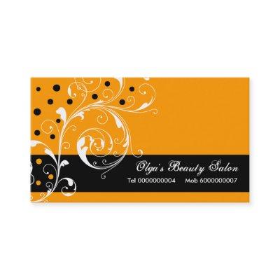Beauty Salon floral scroll leaf black, orange