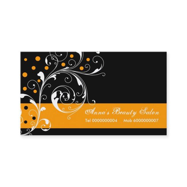 Beauty Salon floral scroll leaf black orange
