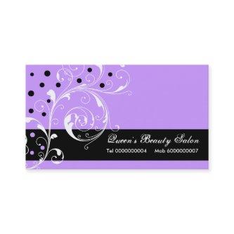 Beauty Salon floral scroll leaf black, purple