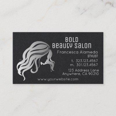 Beauty Salon Metallic Silver Hair Stylist Black
