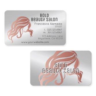 Beauty Salon Stylist Metallic Silver and Rose Gold
