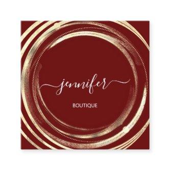 Beauty Shop Couch Gold Burgundy QR Code Logo Square