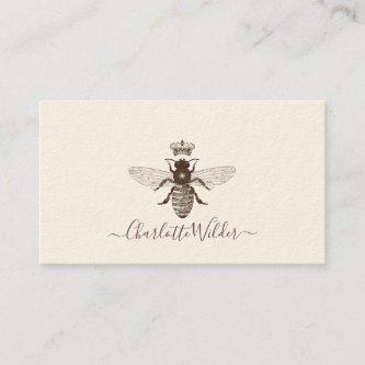 Bee Crown Logo Hand Lettered Script Signature Calling Card