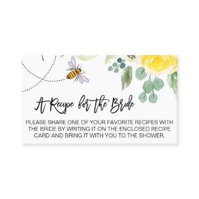 Bee Floral Bring Recipe Bridal Shower Card