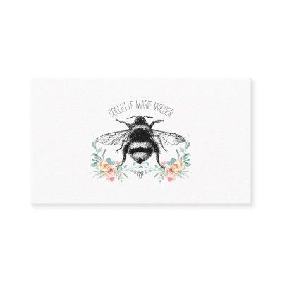 Bee Floral Watercolor Floral Calling Card