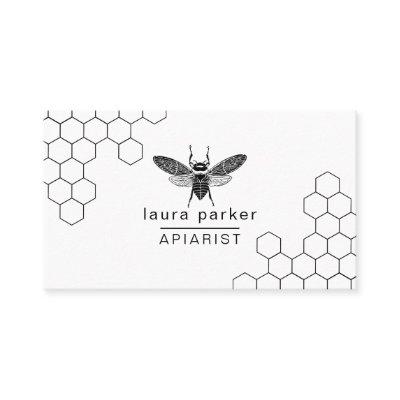 Bee Honey Seller Apiarist Black White Hexagon