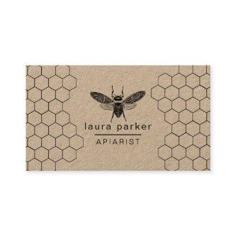 Bee Honey Seller Apiarist Black White Hexagon