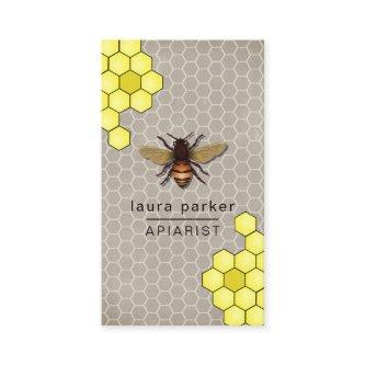 Bee Honey Seller Apiarist Rustic Brown Hexagon