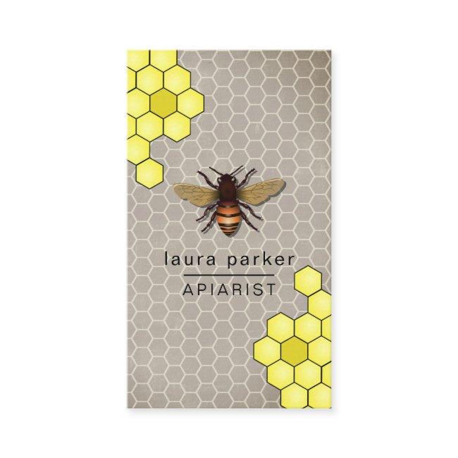 Bee Honey Seller Apiarist Rustic Brown Hexagon