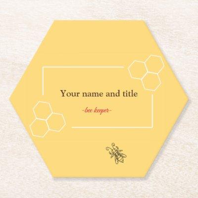 Bee keeper design customizable  paper coaster