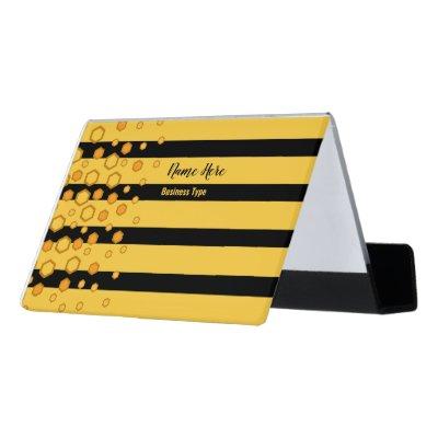 Bee Themed Yellow and Black Stripes, Custom Name Desk  Holder