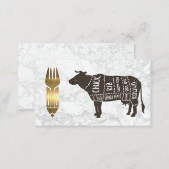 Beef Diagram |  Gold Metallic Utensils