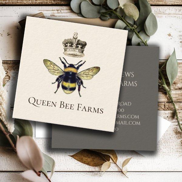 Beekeeper Farm Apiary Bee And Crown Honey Logo Square