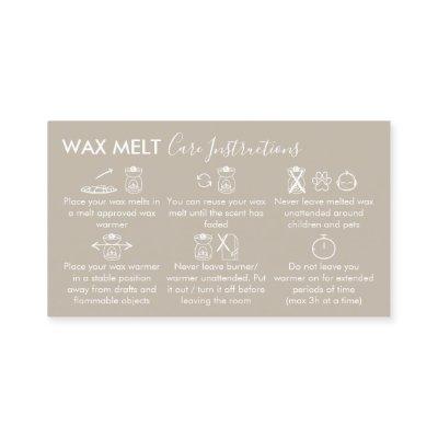 Beige Aftercare Instructions for Wax Melt