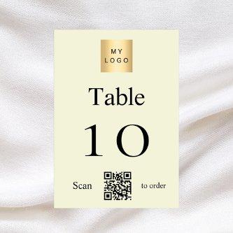Beige black business logo QR code table number