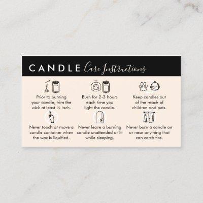 Beige Black Candle Care Instructions