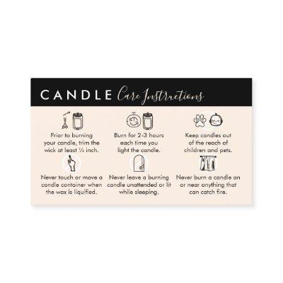 Beige Black Candle Care Instructions