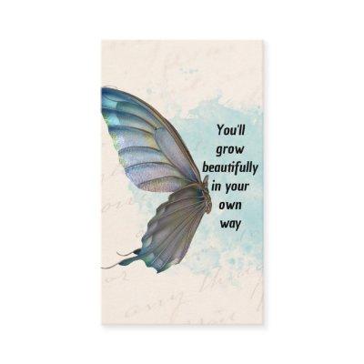 Beige Blue Vintage Butterfly