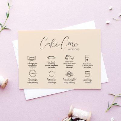 Beige Cake Care Instruction Card