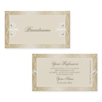 Beige Cream Mosaic Sparkle Jewels Ornate Ornaments