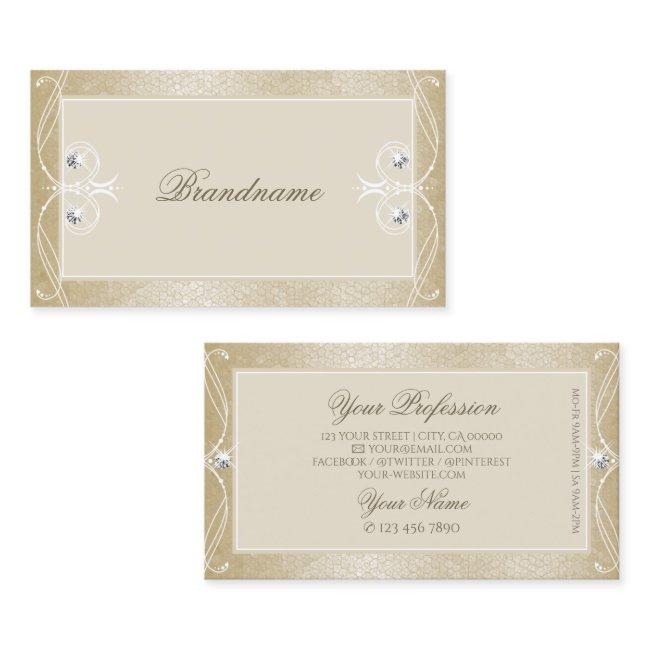 Beige Cream Mosaic Sparkle Jewels Ornate Ornaments