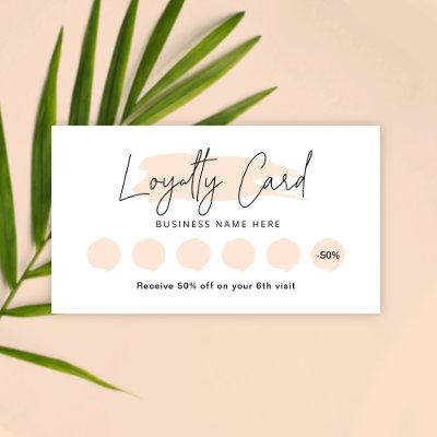Beige Cream Waterbrush Lashes Loyalty Stamp Card