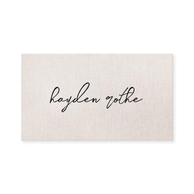 Beige Faux Linen Signature Script