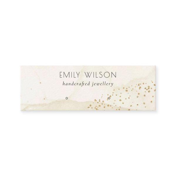 Beige Glitter Watercolor Gold Stud Earring Display Mini