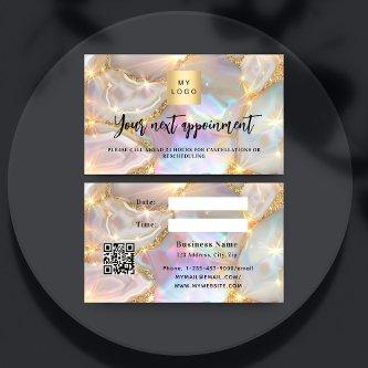 Beige gold agate business logo appointment card