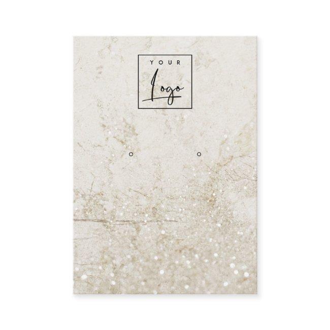 Beige Gold Marble Stud Earring Logo Display