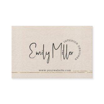 Beige Linen interior Design QR Code Gold Accent
