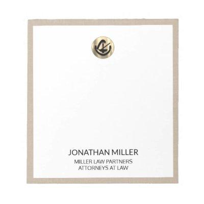 Beige Linen Notepad with Gold Logo