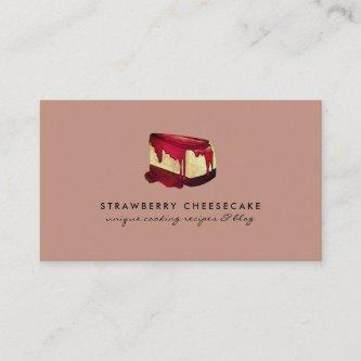 Beige Little Cheesecake Strawberry Pastry Dessert