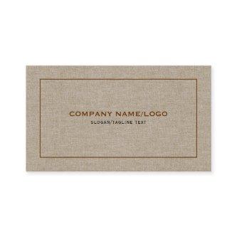 Beige Natural Linen Fabric Look brown border