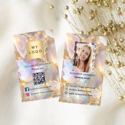 Beige opal agate logo photo Qr code social media
