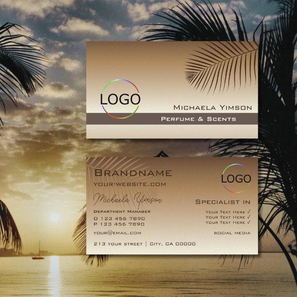 Beige Tan Gradient and Palm Leaf with Logo Stylish