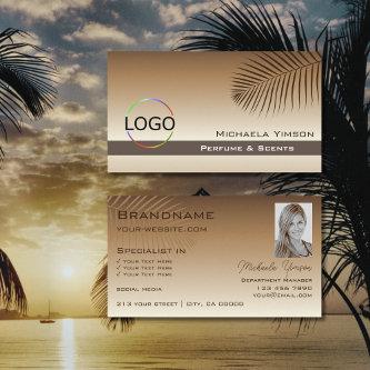 Beige Tan Gradient Palm Leaf with Logo and Photo