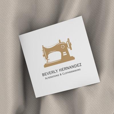Beige Vintage Sewing Machine Seamstress Alteration Square