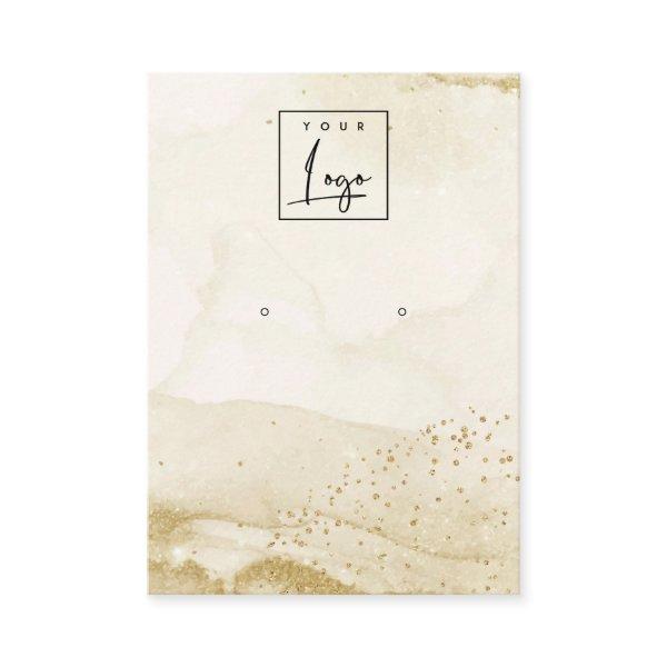 Beige Watercolor Gold Stud Earring Logo Display
