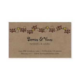 Berries and  Stars Primitive Country Kraft  Loyalty Card