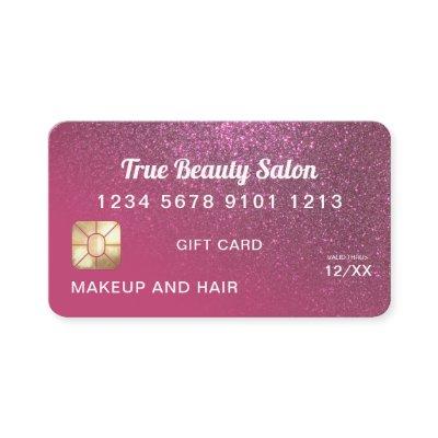 Berry Pink Glitter Credit Card Gift Certificate