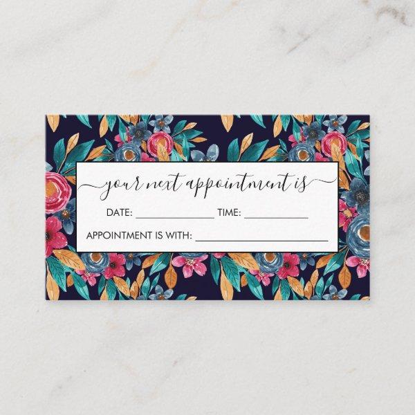 Berry Red Navy Mustard Watercolor Flowers Art Appointment Card