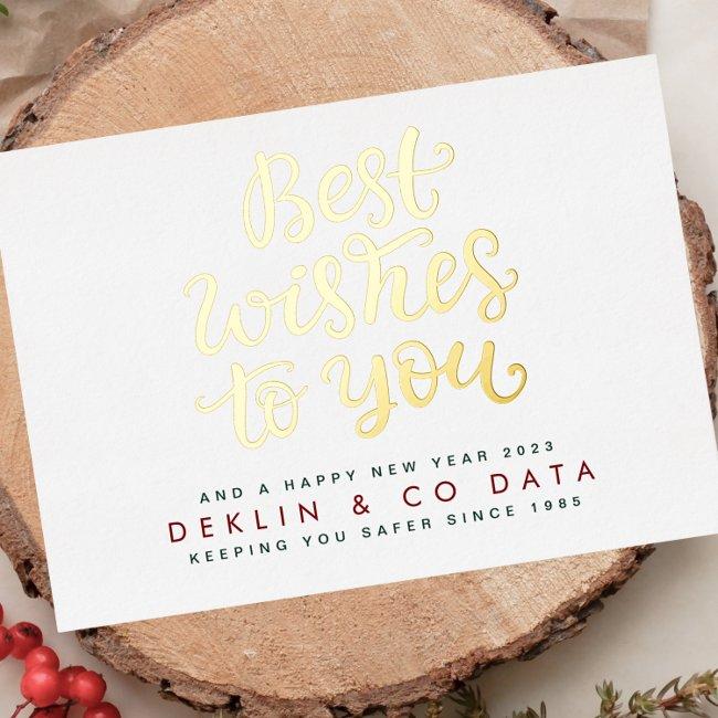 Best Wishes to you Happy New Year 2025 Gold Modern Foil Holiday Card